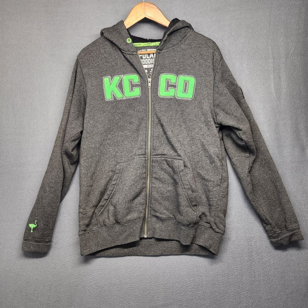 The Chive Polar Hoodie Mens Medium Gray KC CO Full Zip Fleece Lined Keep Calm